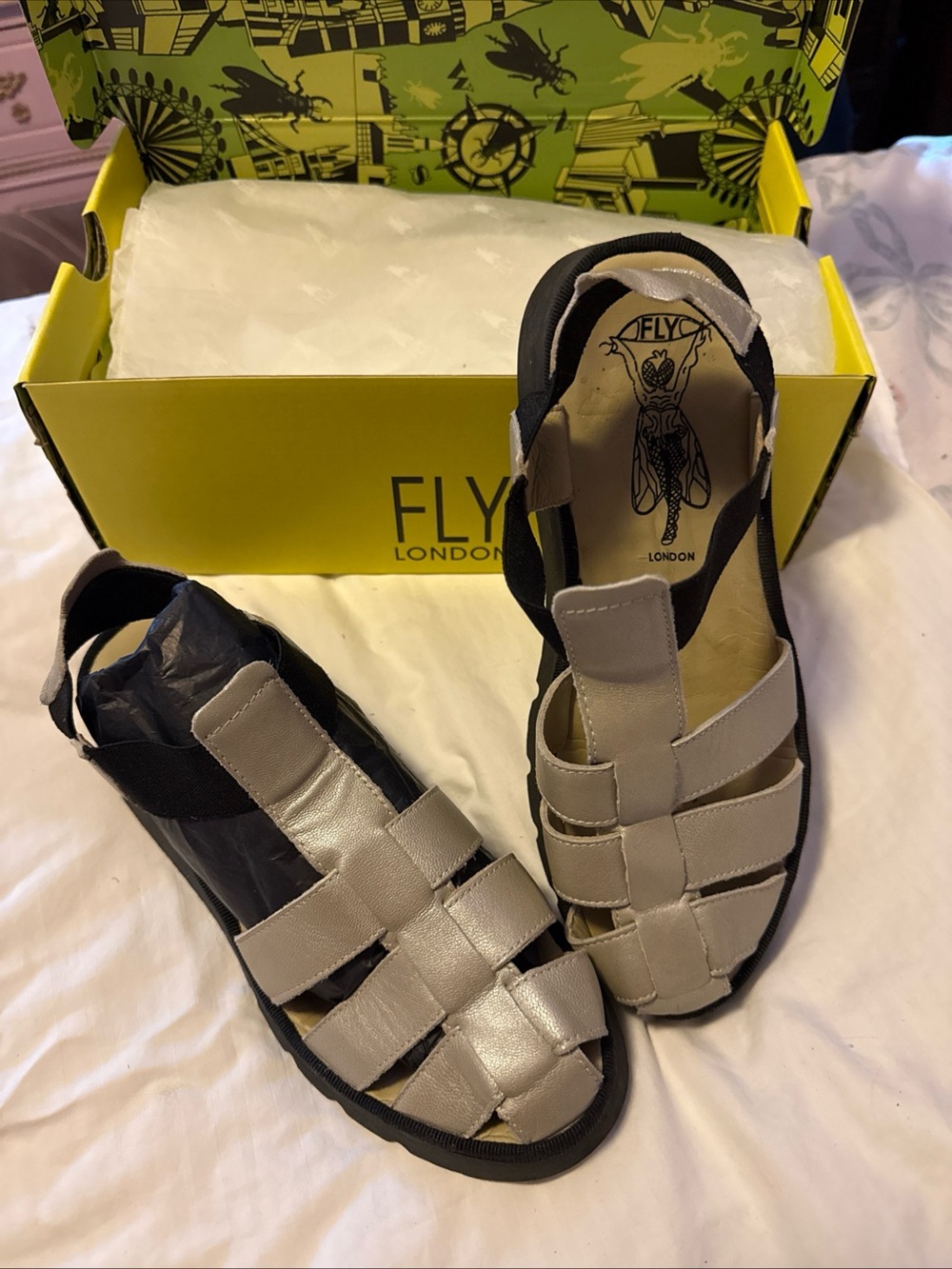 FLY London Beige Strappy Fisherman Sandals